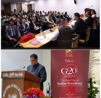 Talk on G20@2023 - The Road Map to Indian Presidency by Shri V. Srinivas, IAS, Secretary, DARPG & DG, NCGG at ICWA