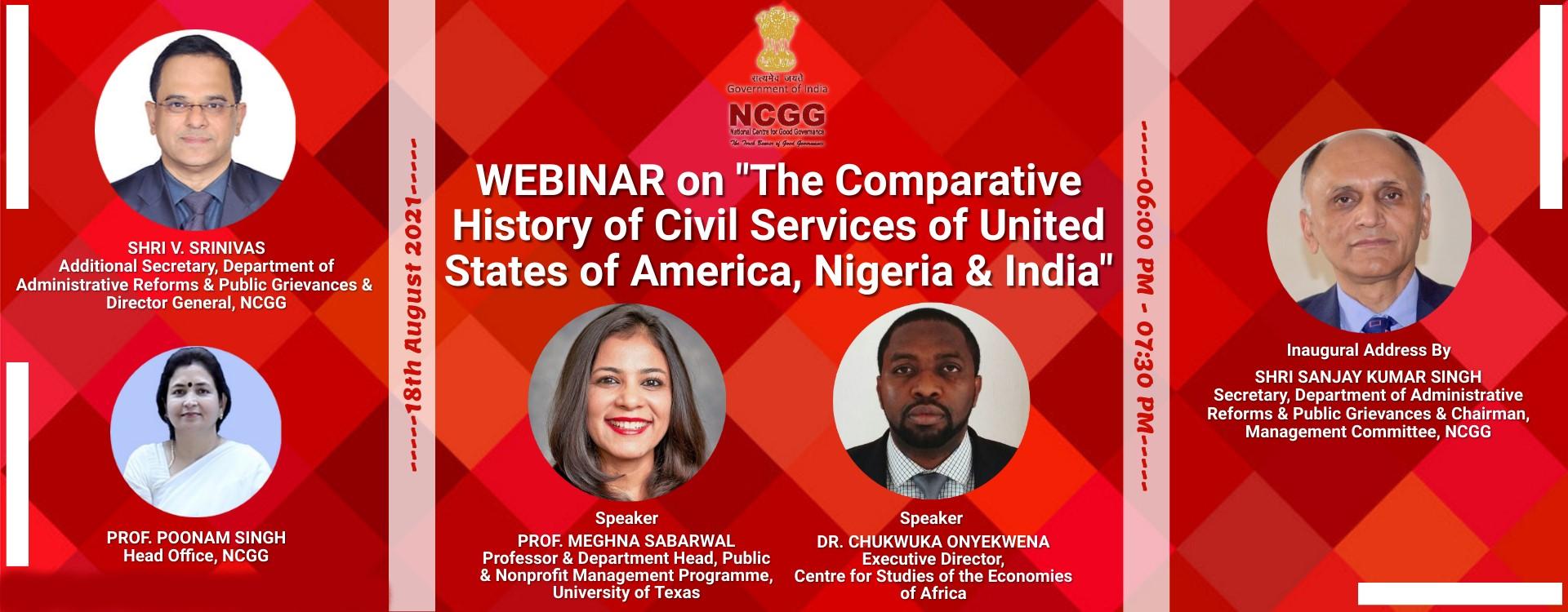 Webinar on &quot;The Comparative History of Civil Services of USA, Nigeria &amp; India
