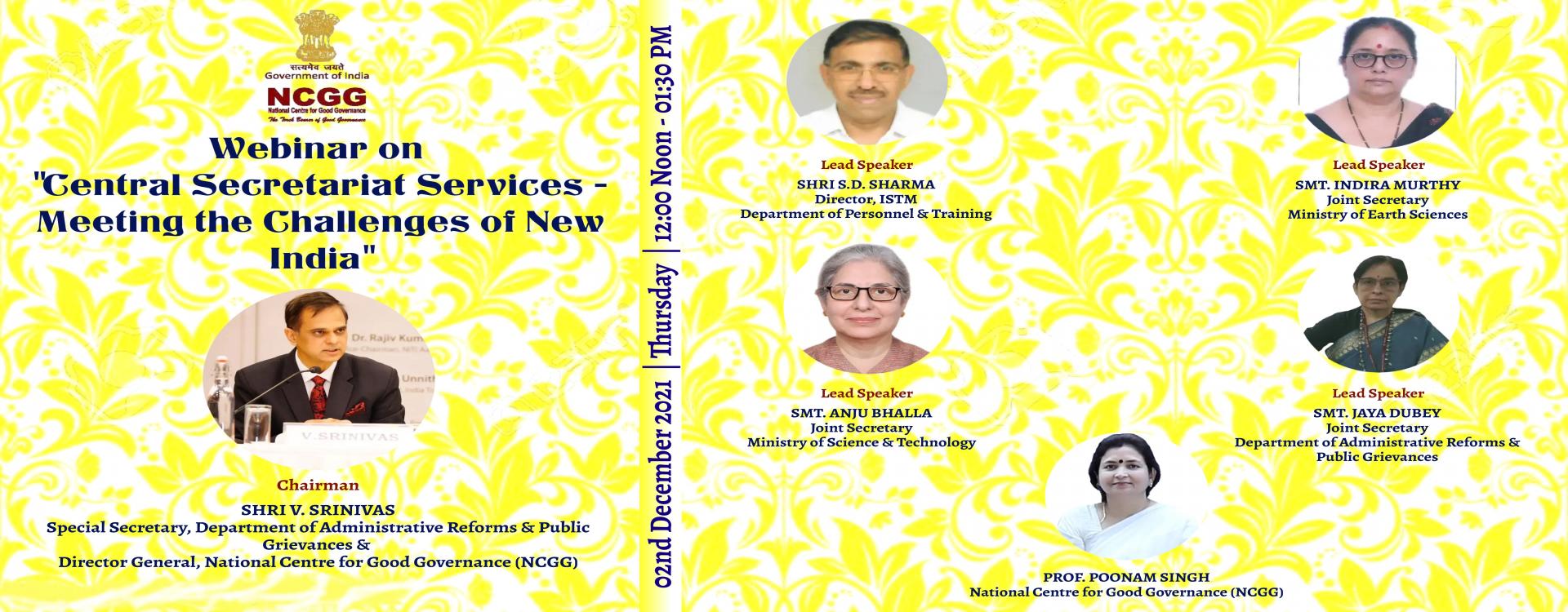 Webinar on &quot;Central Secretariat Services - Meeting the Challenges of New India&quot;